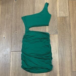 Elegant Green One-Shoulder Dress Size Small
